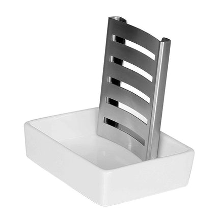 Keraaminen saippua-alusta teräsritilällä