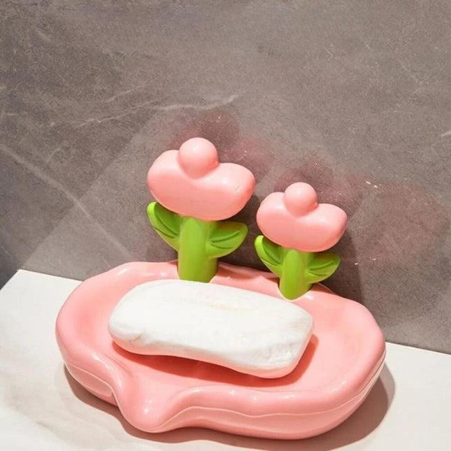 Koristeellinen keraaminen saippuakuppi kukilla