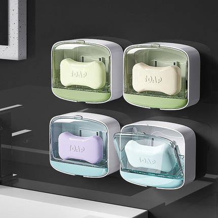 Seinään kiinnitettävä saippuarasia kannella