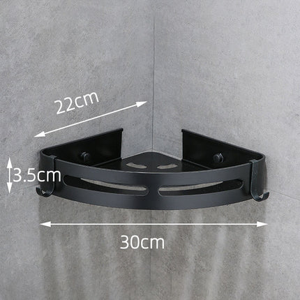 Musta kulmasuihkuhylly seinäkiinnityksellä