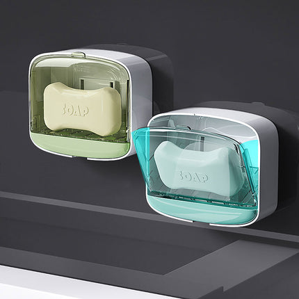 Seinään kiinnitettävä saippuarasia kannella