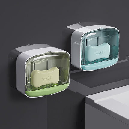 Seinään kiinnitettävä saippuarasia kannella