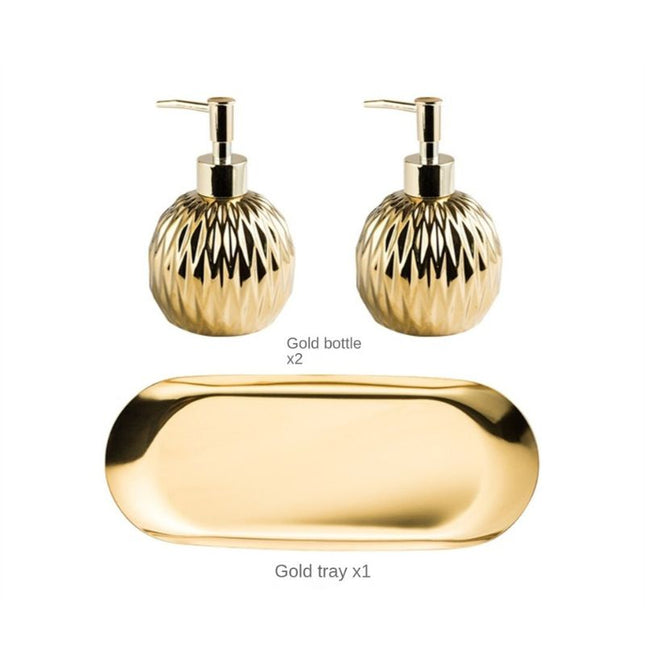 Kultainen design-saippua-annostelija timanttikuviolla