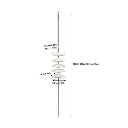 Säädettävä teleskooppinen kulmahylly kylpyhuoneeseen
