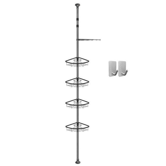 Musta teleskooppinen kulmahylly suihkuun