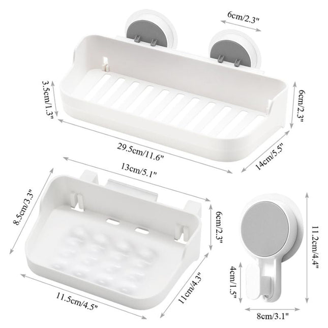 Monitoiminen suihkuhylly ilman porausta