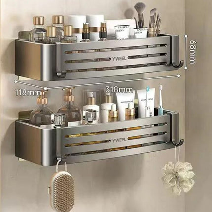 Seinään asennettava suihkuhylly ilman porausta