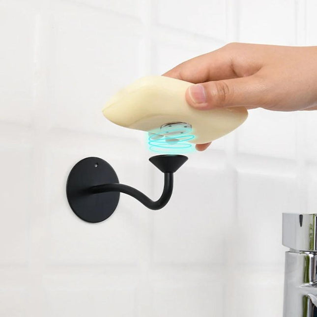 Magneettinen seinään kiinnitettävä musta saippuateline