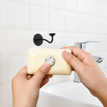 Magneettinen seinään kiinnitettävä musta saippuateline