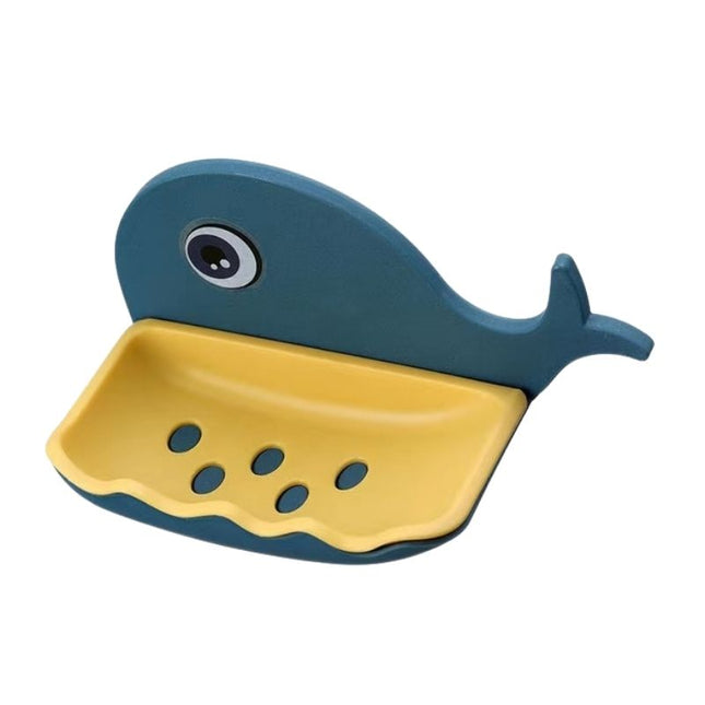 Valaanmuotoinen seinäsaippuateline lapsille