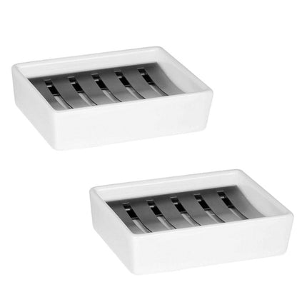 Keraaminen saippua-alusta teräsritilällä