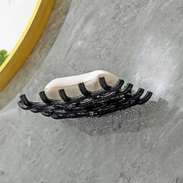 Seinään kiinnitettävä vettä valuva saippuateline