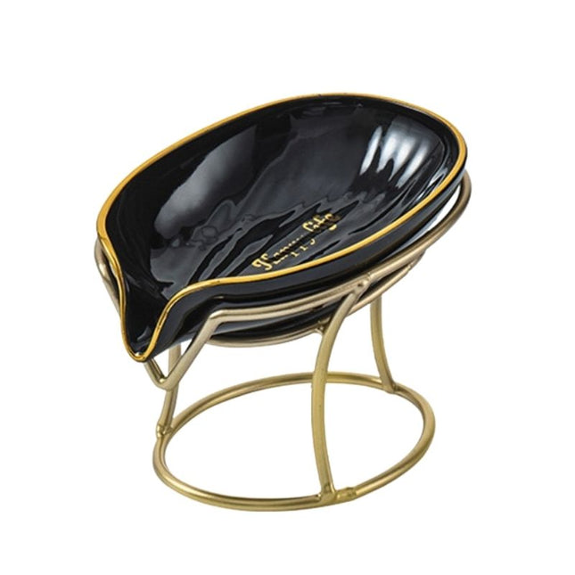 Kullattu lehden muotoinen keraaminen saippua-alusta