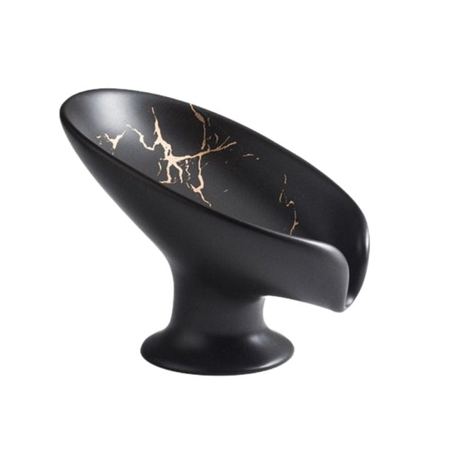 Valkoinen marmorikuvioinen design saippuateline