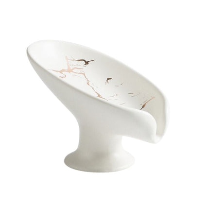 Valkoinen marmorikuvioinen design saippuateline