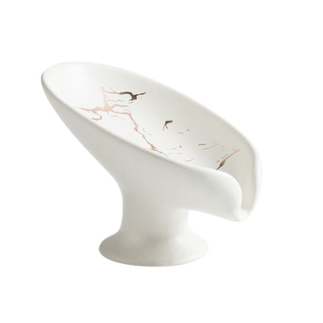 Valkoinen marmorikuvioinen design saippuateline