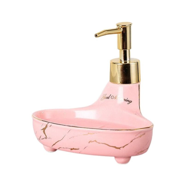 Saippua-annostelija ja -teline marmorikuviolla