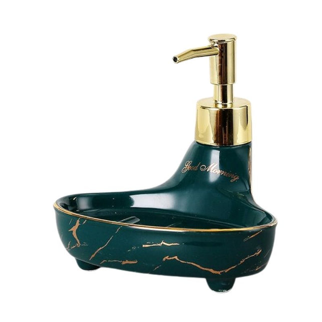 Saippua-annostelija ja -teline marmorikuviolla