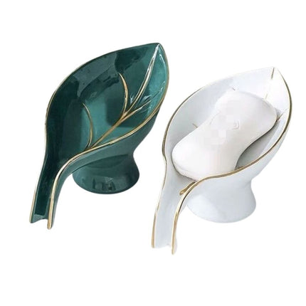 Lehden muotoinen keraaminen saippua-alusta