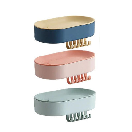 Seinään kiinnitettävä saippuateline koukuilla