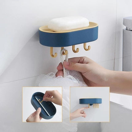 Seinään kiinnitettävä saippuateline koukuilla