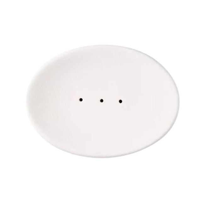 Valkoinen keraaminen saippua-alusta rei'illä