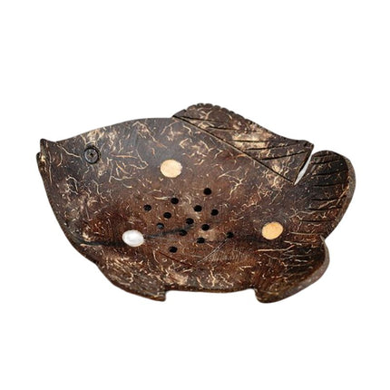 Kalanmuotoinen saippua-alusta kookospähkinän kuoresta