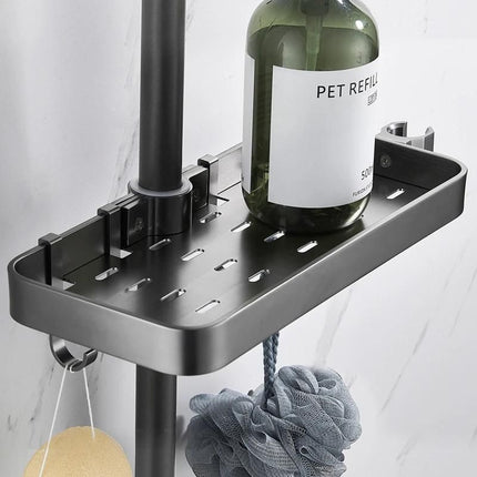 Musta suihkuhylly suihkutankoon ilman porausta