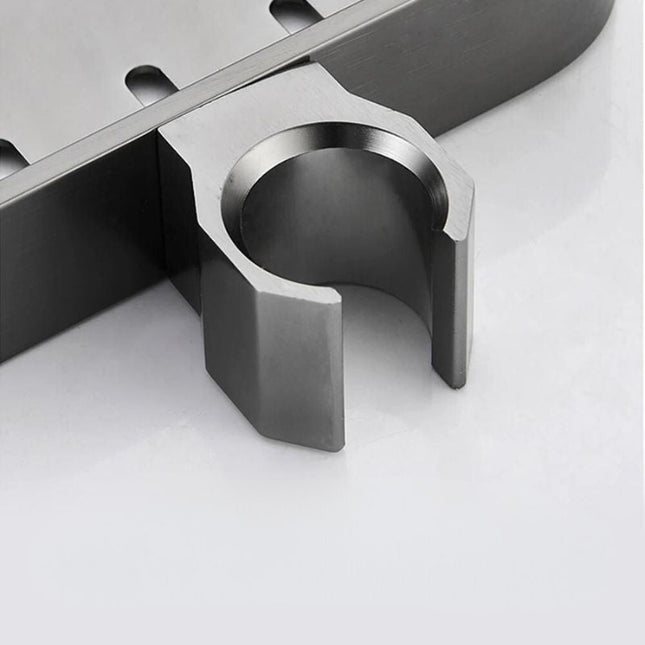 Musta suihkuhylly suihkutankoon ilman porausta