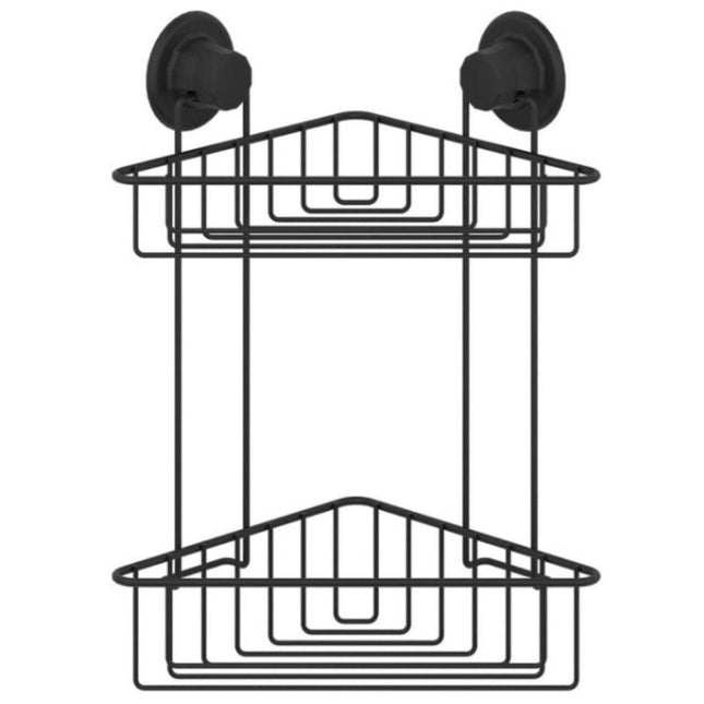 Kaksitasoinen kulmasuihkuhylly imukupeilla