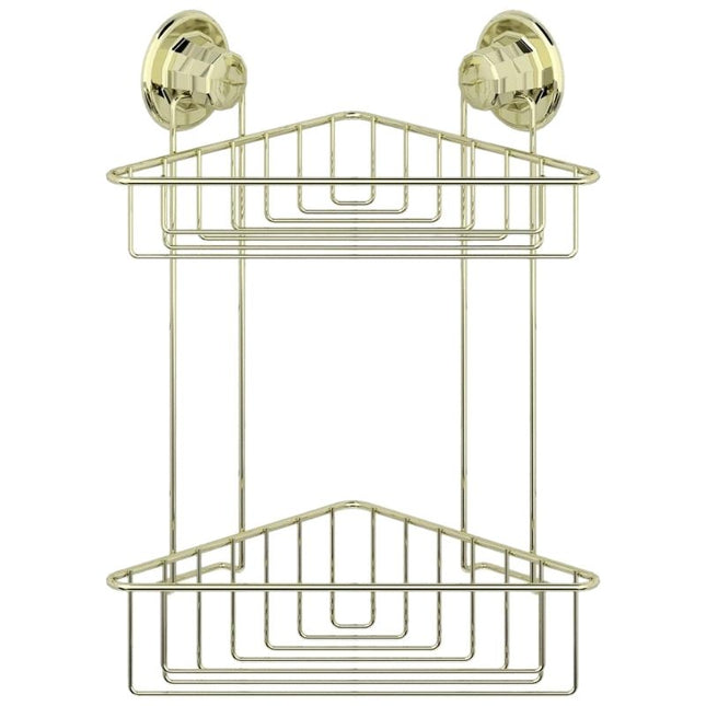 Kaksitasoinen kulmasuihkuhylly imukupeilla